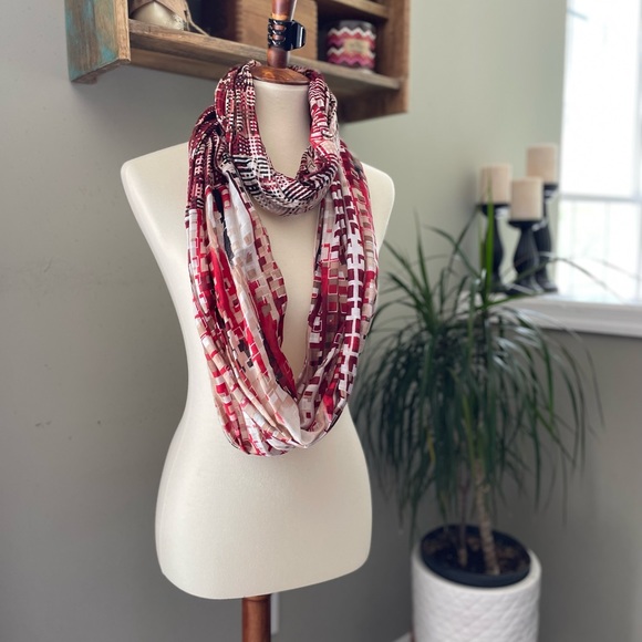 White House Black Market Accessories - WHBM Infinity Scarf Red Beige Brown